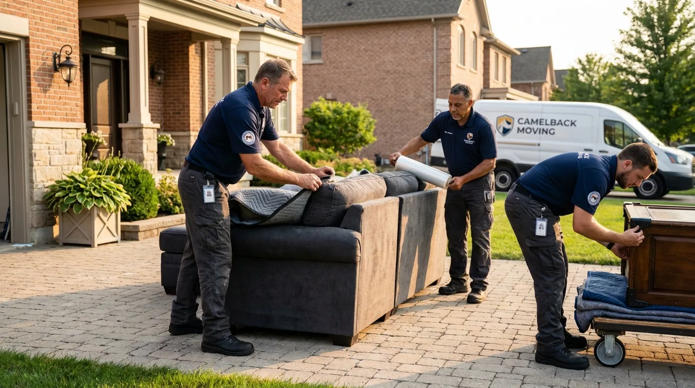 Large estate moving crew wrapping furniture in Montague, TX